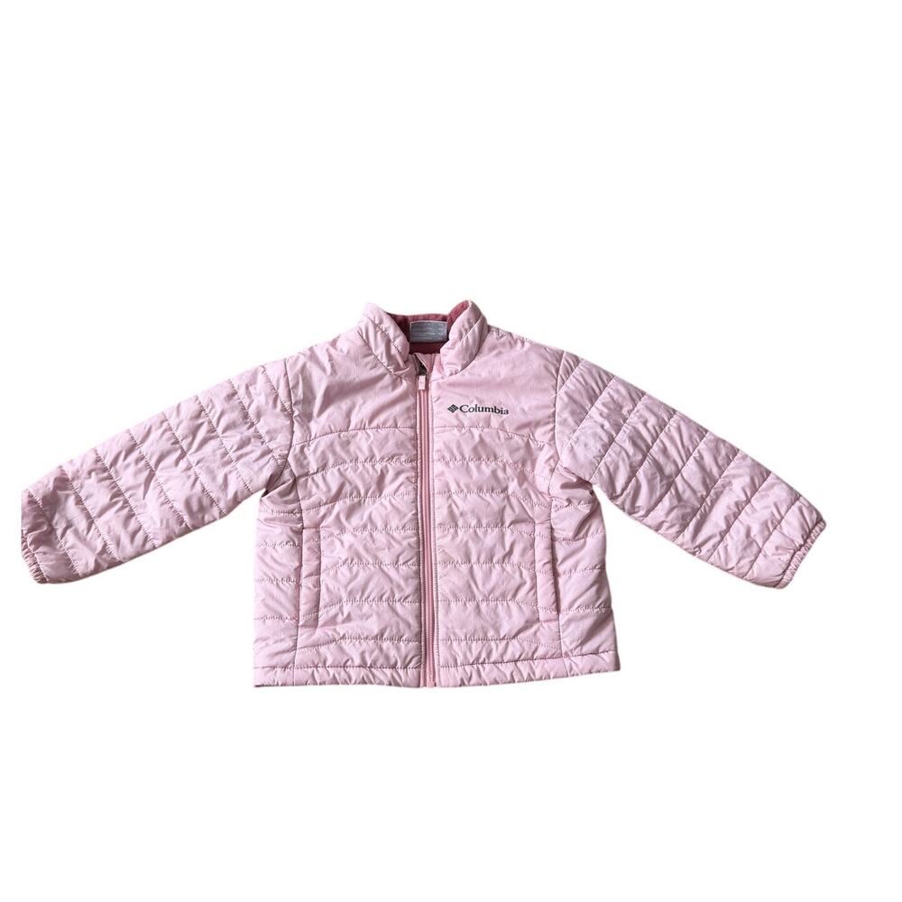 Columbia Powder Lite Quilted Puffer Jacket Girls 3T Blush Pink Fleece Lined